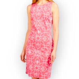 J McLaughlin Sophia Shift Dress Coral White Rope Print Nautical Sleeveless Sz XL